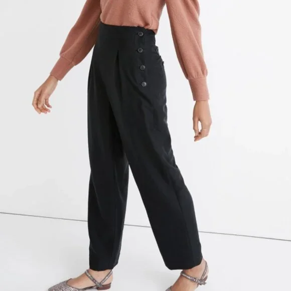 Madewell Side-Button Tapered Crop Pants Style#NC374 Size 4